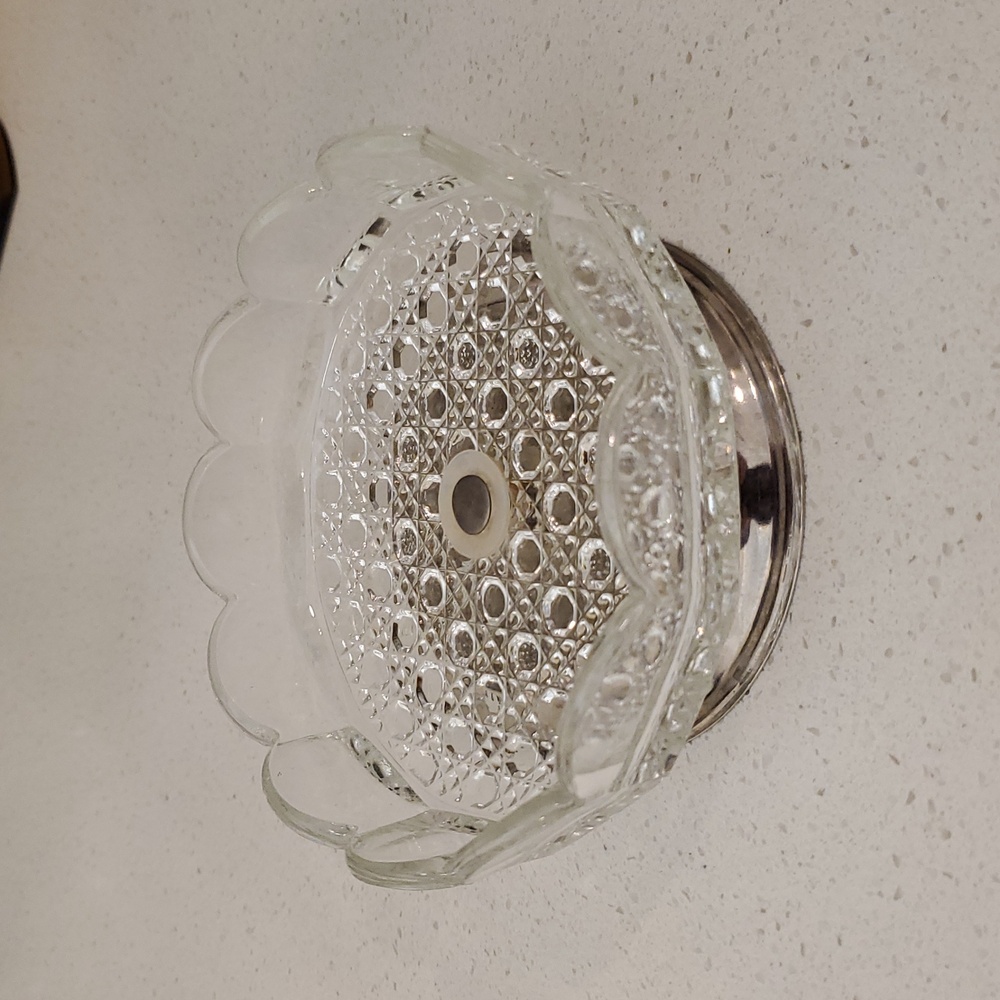 Vintage Crystal Candy Bowl Silvertone Base